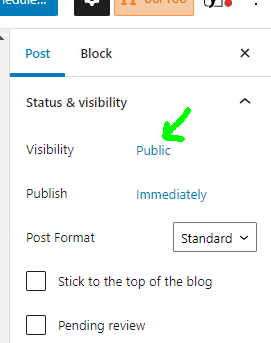 When using the gutenburg editor, when editing a page go to the post settings and under status & visibility select the link next to visibility
